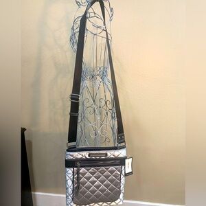 Nine West Quilted Crossbody Bag Silver and Black